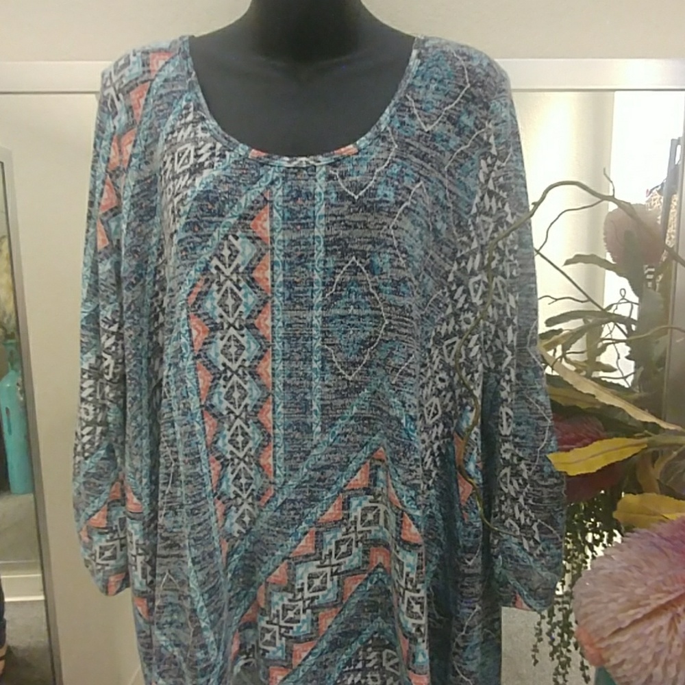 New Directions Boho Print Knit Tunic